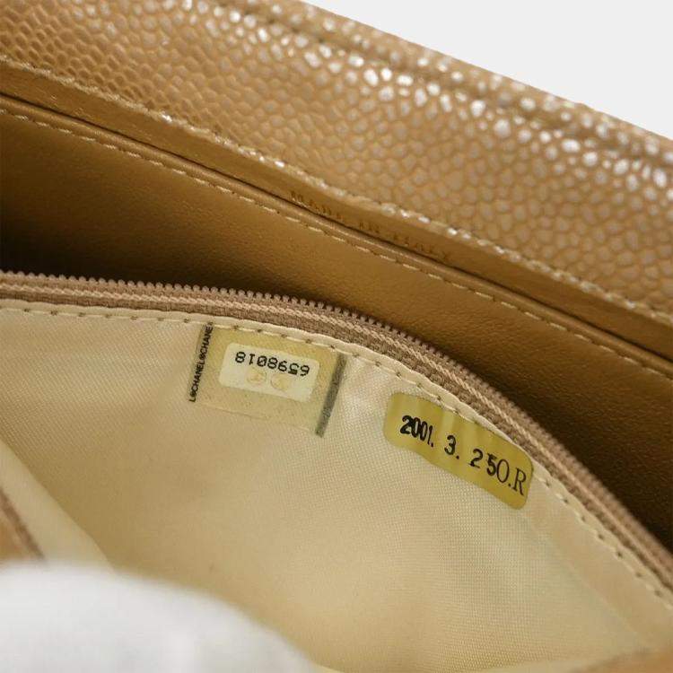 Pre Owned Chanel Beige Calfskin Handbag