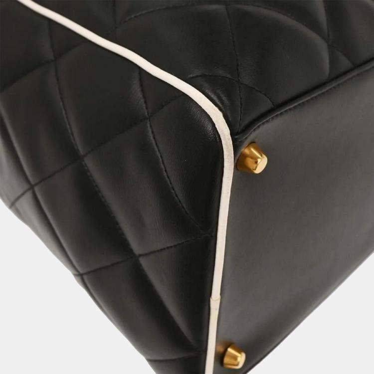 Pre Owned Chanel Black Calfskin Travel Bowling Bag
