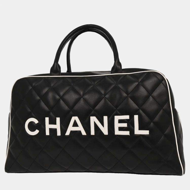 Pre Owned Chanel Black Calfskin Travel Bowling Bag