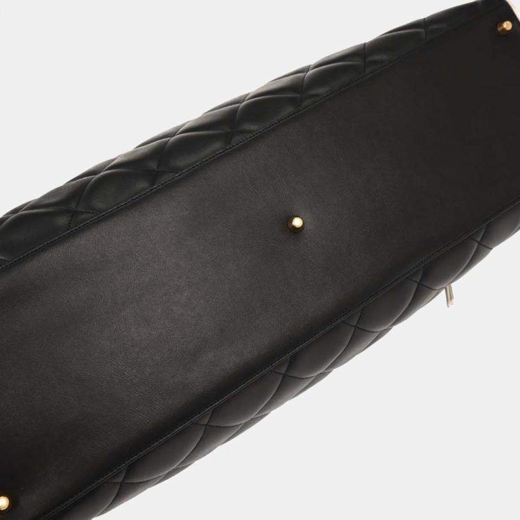 Pre Owned Chanel Black Calfskin Travel Bowling Bag
