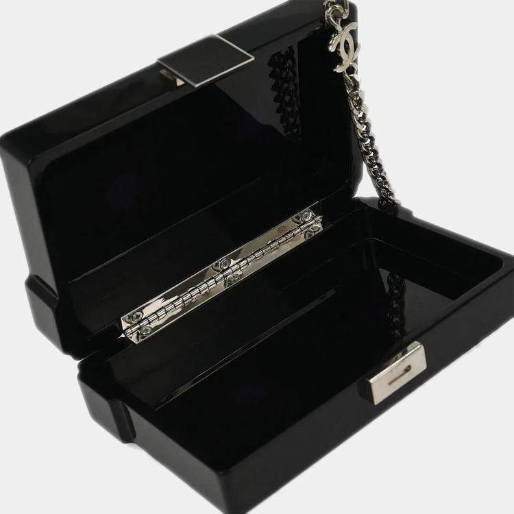 Pre Owned Chanel Black Acrylic Cassette Tape Clutch Bag