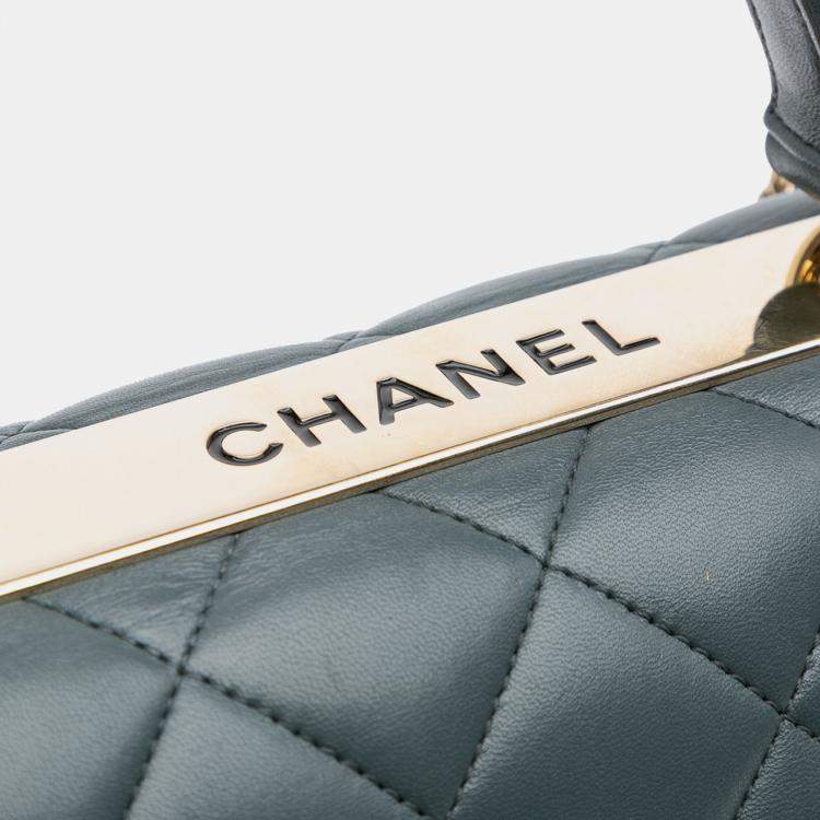 Pre Owned Chanel Grey Medium Lambskin Trendy CC Top Handle Bag