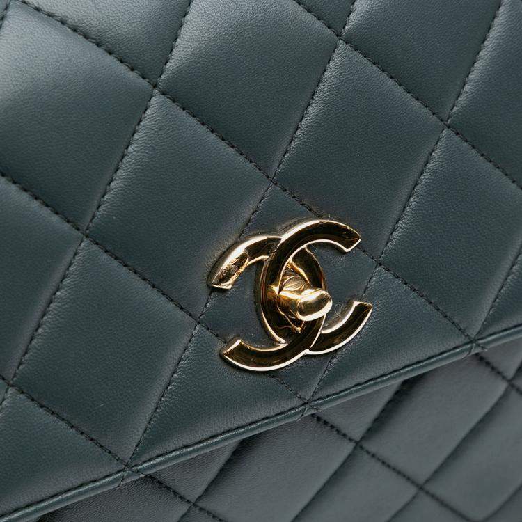 Pre Owned Chanel Grey Medium Lambskin Trendy CC Top Handle Bag
