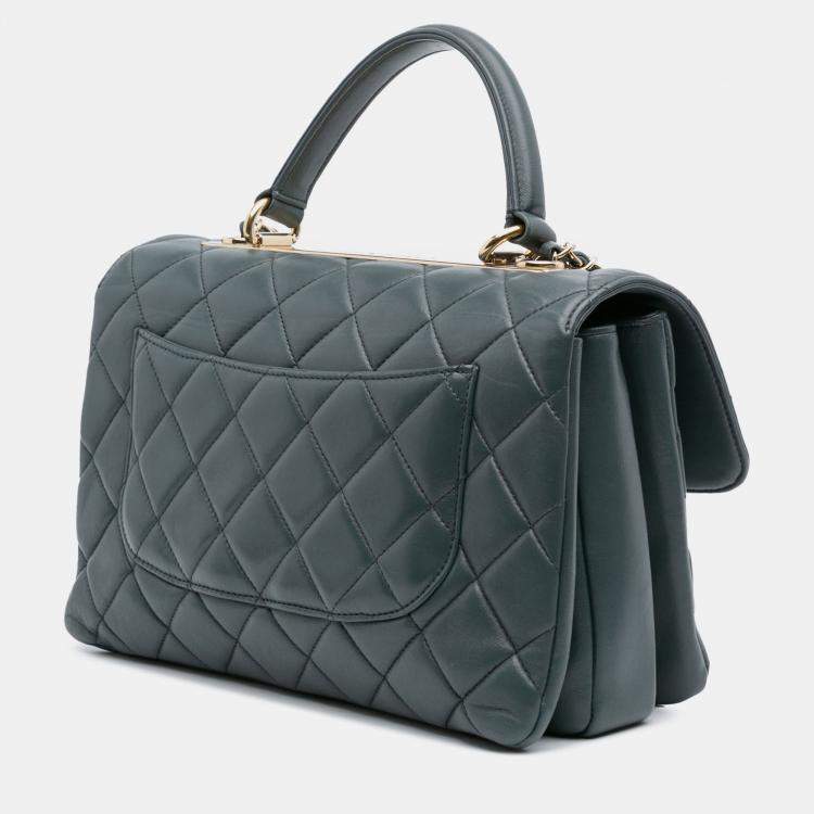 Pre Owned Chanel Grey Medium Lambskin Trendy CC Top Handle Bag