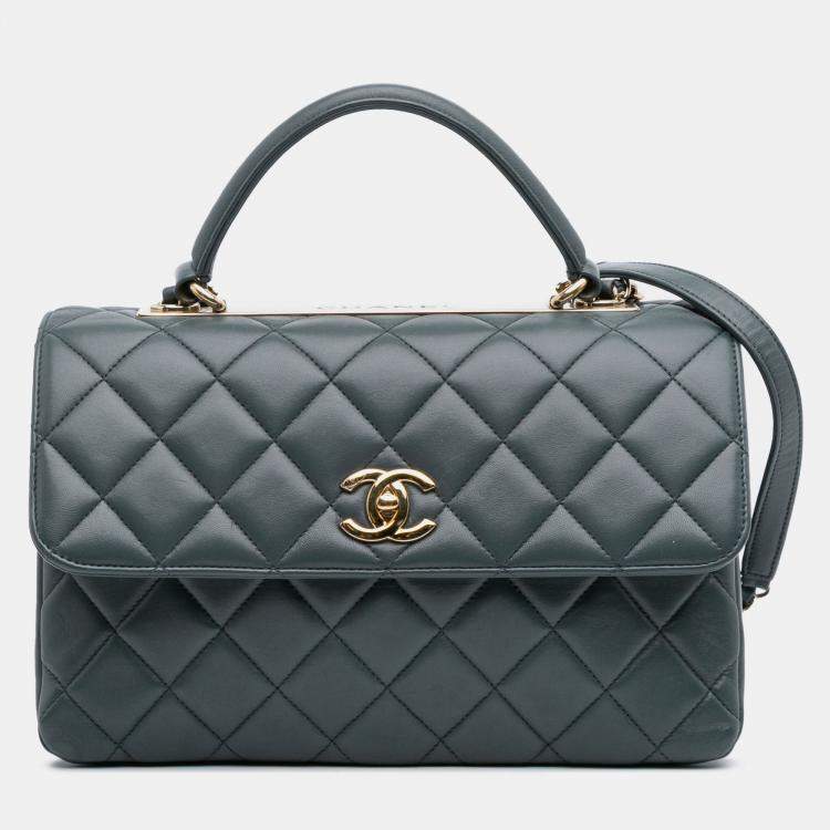 Pre Owned Chanel Grey Medium Lambskin Trendy CC Top Handle Bag