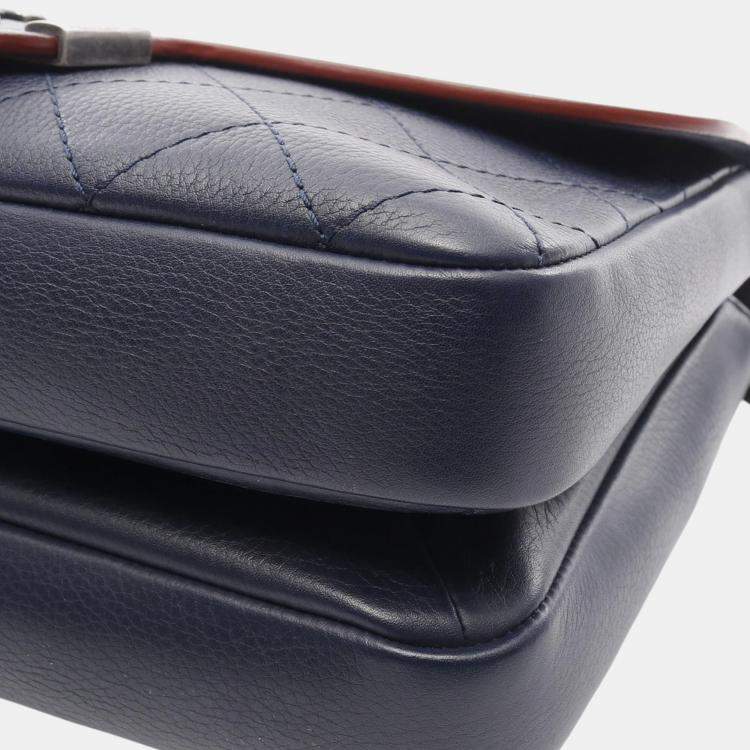 Pre Owned Chanel Blue Paris Greece Calfskin Archi Chic Flap