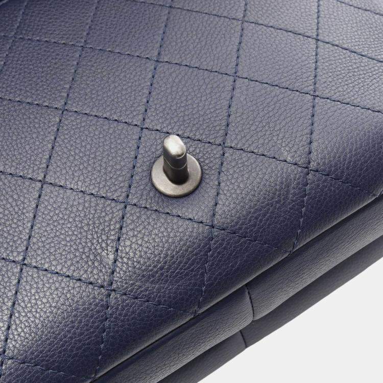 Pre Owned Chanel Blue Paris Greece Calfskin Archi Chic Flap