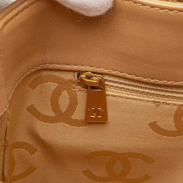 Pre Owned Chanel Brown Small CC Calfskin Wild Stitch Tote