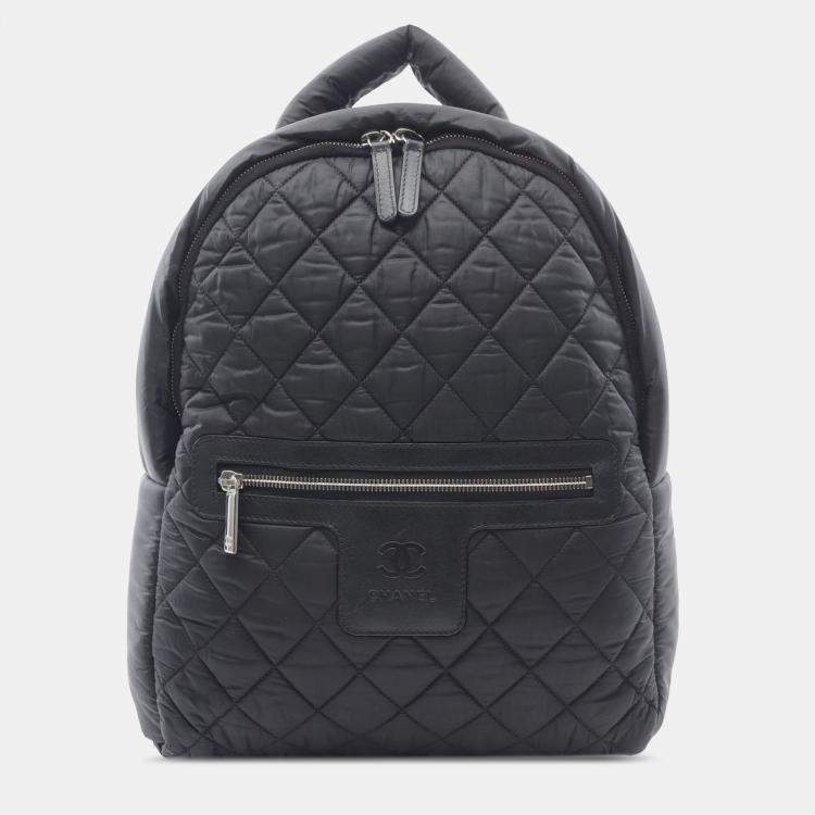 Pre Owned Chanel Black Quilted Nylon Coco Cocoon Backpack