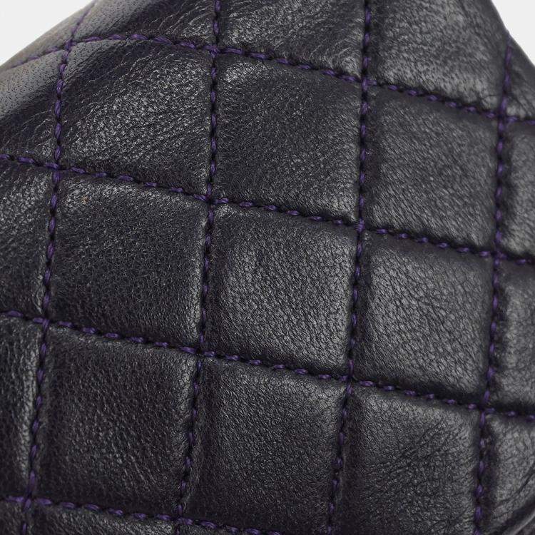 Pre Owned Chanel Navy Lambskin Micro Classic Flap Shoulder Bag Pochette