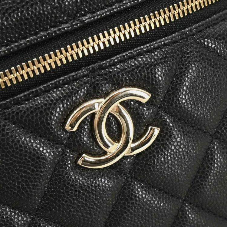 Pre Owned Chanel Black Calfskin Vanity 2way Handbag