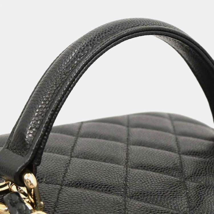 Pre Owned Chanel Black Calfskin Vanity 2way Handbag