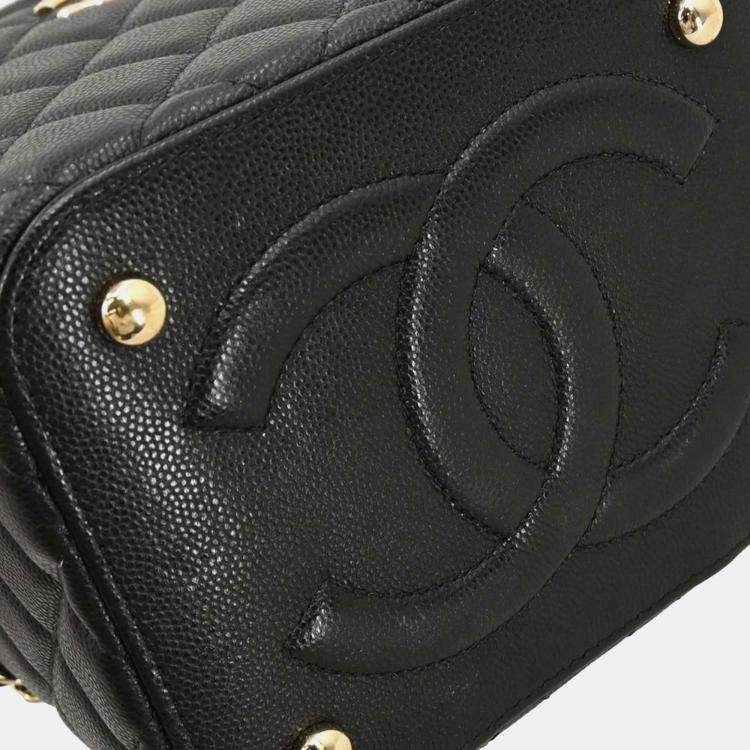 Pre Owned Chanel Black Calfskin Vanity 2way Handbag