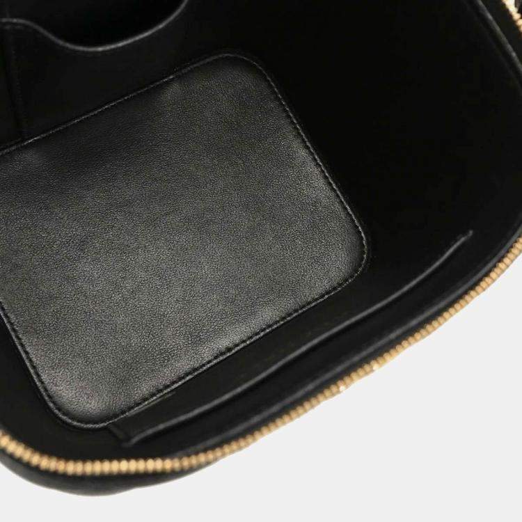 Pre Owned Chanel Black Calfskin Vanity 2way Handbag
