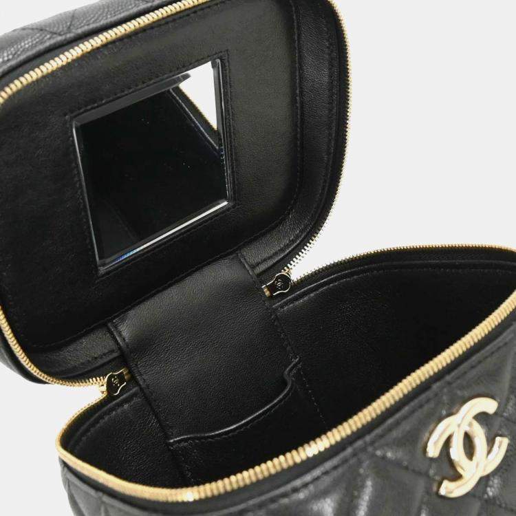 Pre Owned Chanel Black Calfskin Vanity 2way Handbag