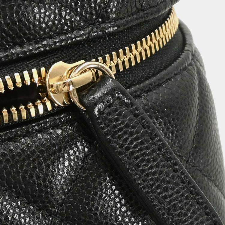 Pre Owned Chanel Black Calfskin Vanity 2way Handbag