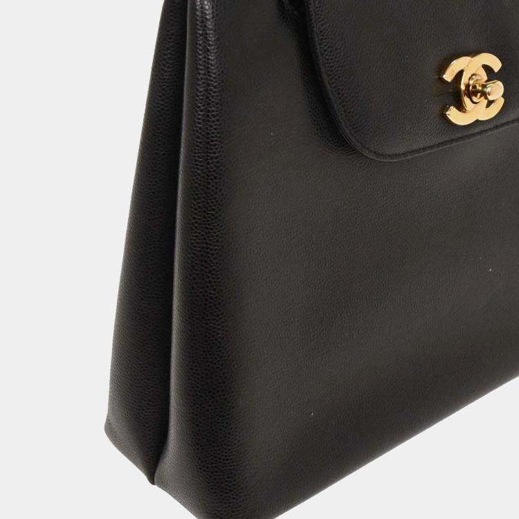 Pre Owned Chanel Black Calfskin Handbag