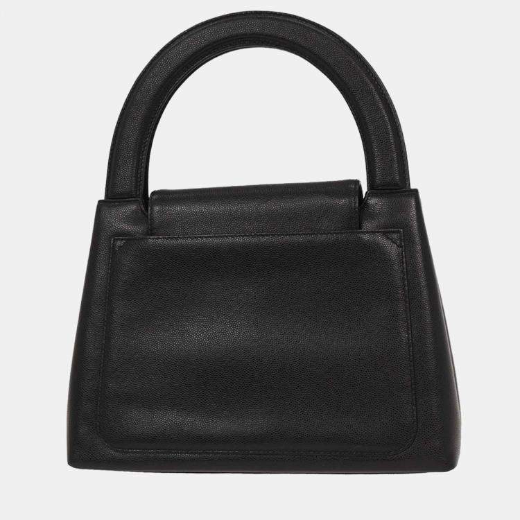 Pre Owned Chanel Black Calfskin Handbag