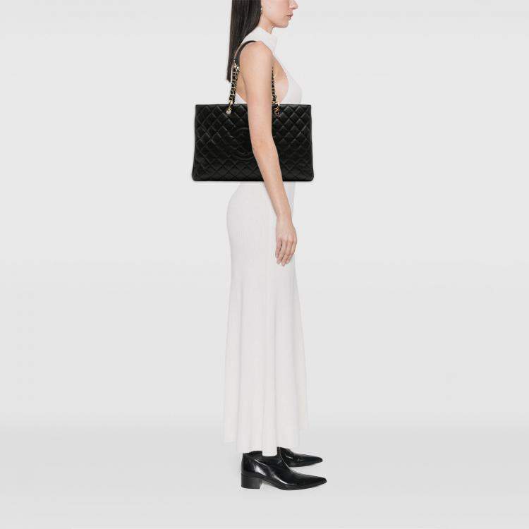 Pre Owned Chanel Black Caviar Grand Shopping Tote XL