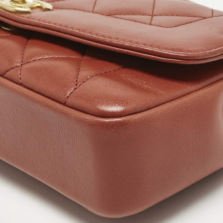 Pre Owned Chanel Brick Brown Quilted Leather Diana Flap Bag