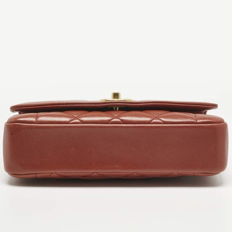 Pre Owned Chanel Brick Brown Quilted Leather Diana Flap Bag