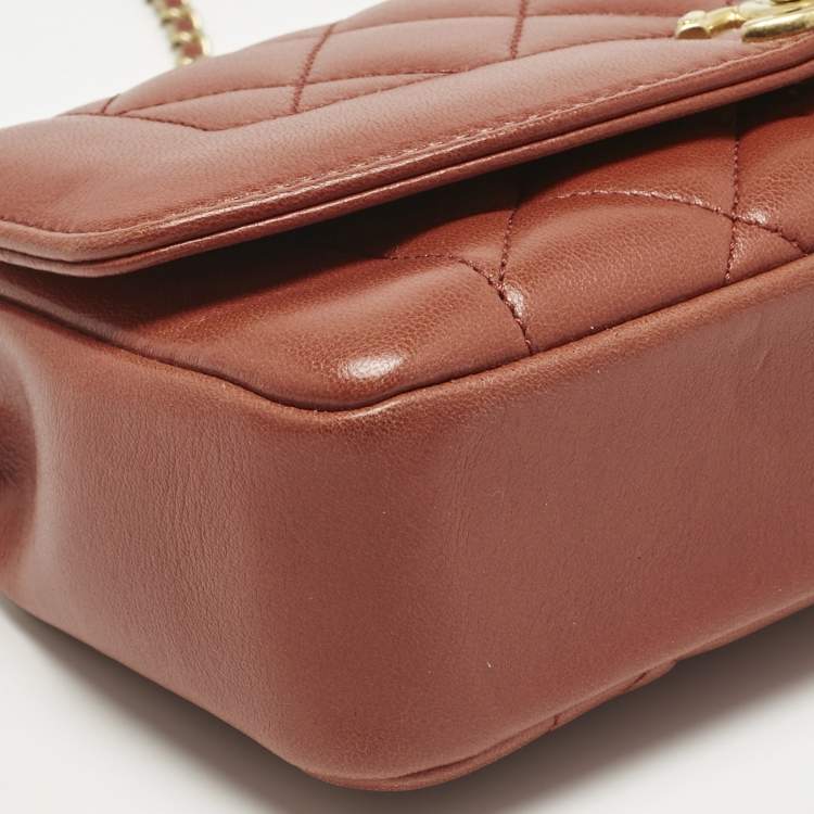 Pre Owned Chanel Brick Brown Quilted Leather Diana Flap Bag