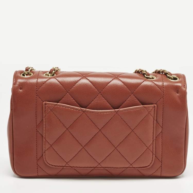 Pre Owned Chanel Brick Brown Quilted Leather Diana Flap Bag