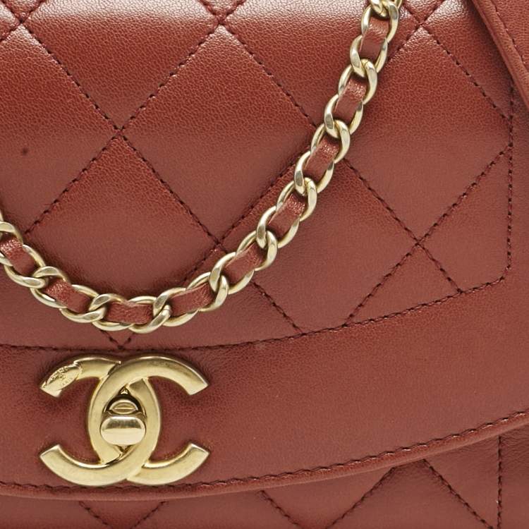 Pre Owned Chanel Brick Brown Quilted Leather Diana Flap Bag