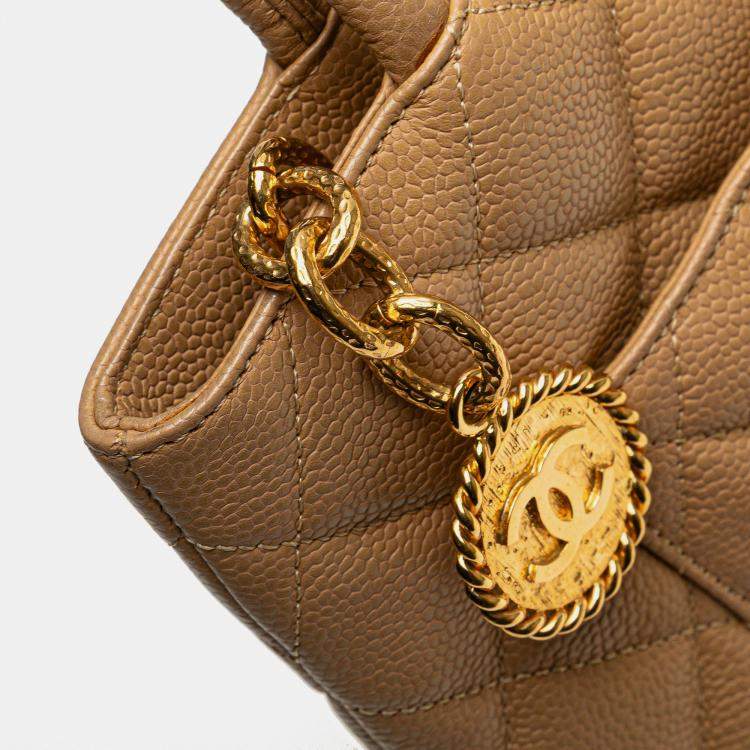 Pre Owned Chanel Beige Caviar Medallion Tote