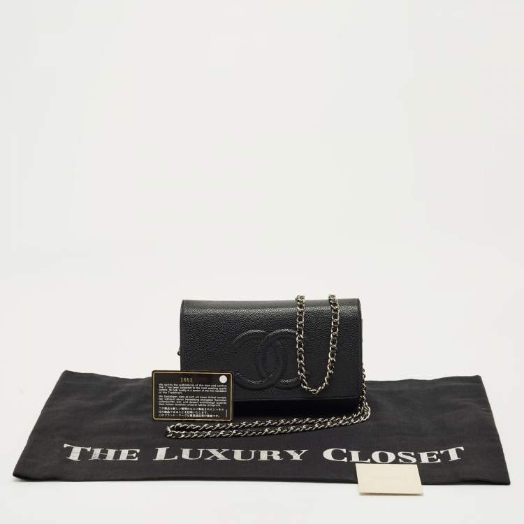 Pre Owned Chanel Black Caviar Leather CC WOC Bag