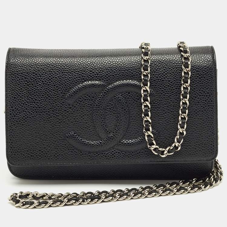 Pre Owned Chanel Black Caviar Leather CC WOC Bag