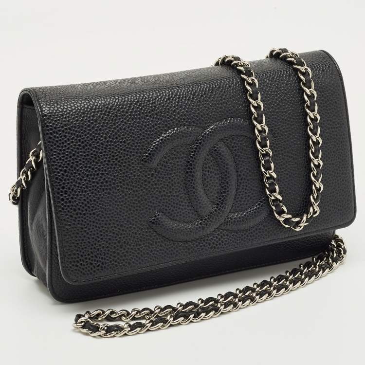 Pre Owned Chanel Black Caviar Leather CC WOC Bag