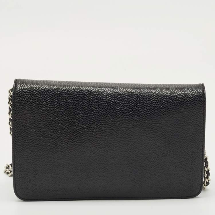 Pre Owned Chanel Black Caviar Leather CC WOC Bag