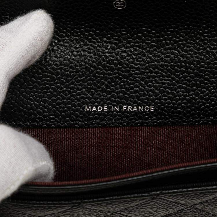 Pre Owned Chanel CC Quilted Caviar Flap Card Holder Wallet