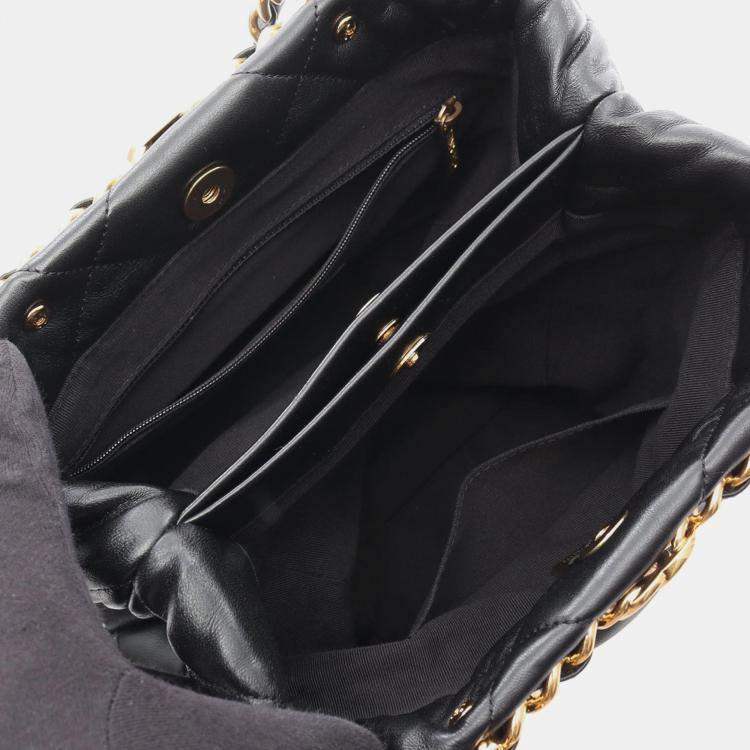 Pre Owned Chanel Black CC Quilted Lambskin Chain Shopping Bag