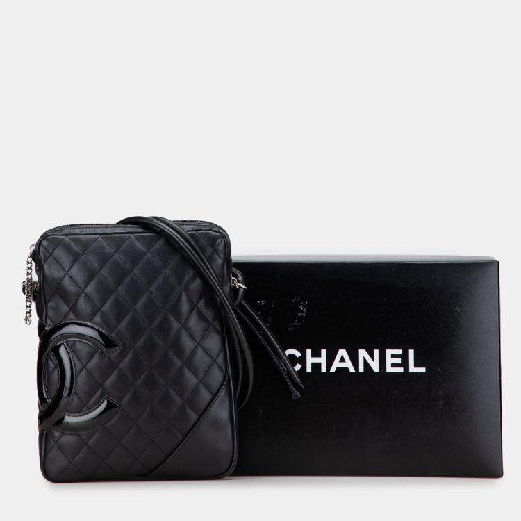 Pre Owned Chanel Black Lambskin Cambon Ligne Crossbody