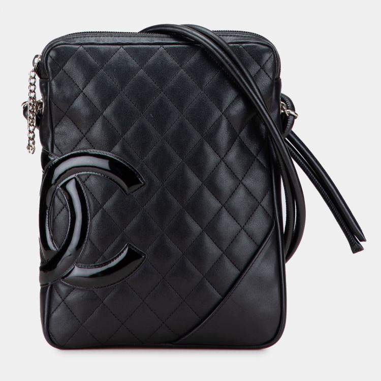 Pre Owned Chanel Black Lambskin Cambon Ligne Crossbody