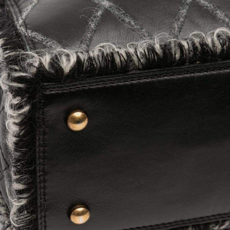 Pre Owned Chanel Black CC Quilted Calfskin Tweedy Shopping Tote