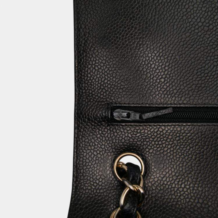 Pre Owned Chanel Black Jumbo Classic Caviar Double Flap