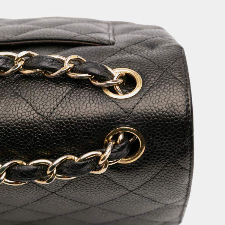 Pre Owned Chanel Black Jumbo Classic Caviar Double Flap