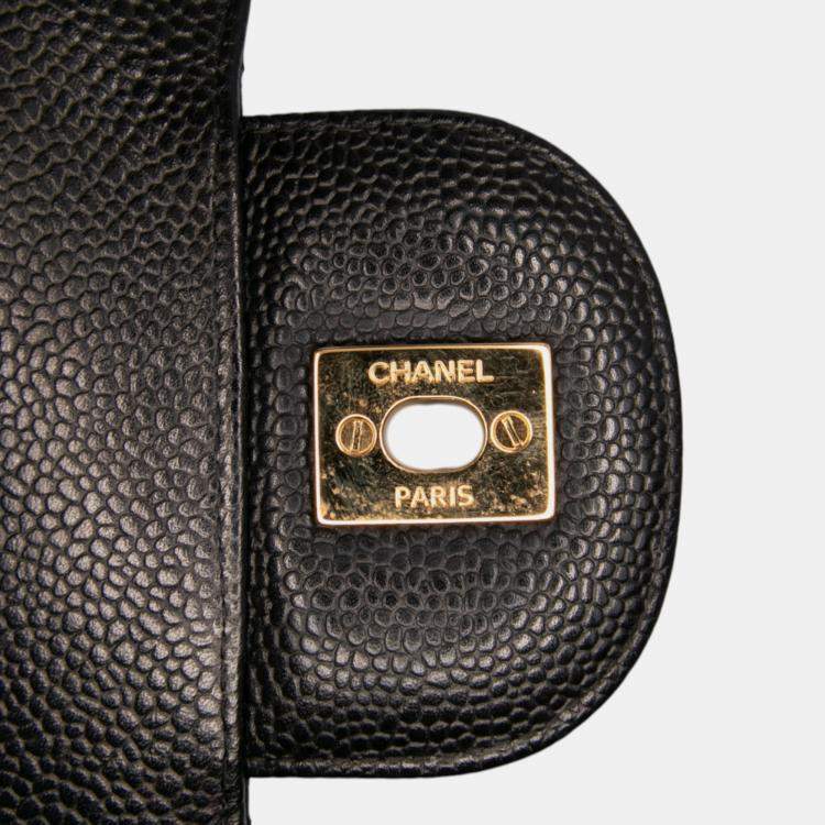 Pre Owned Chanel Black Jumbo Classic Caviar Double Flap