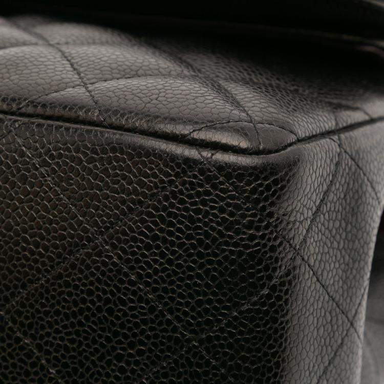 Pre Owned Chanel Black Jumbo Classic Caviar Double Flap