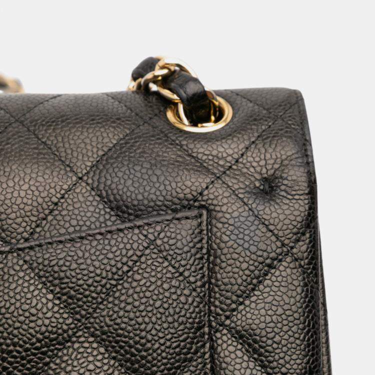 Pre Owned Chanel Black Jumbo Classic Caviar Double Flap