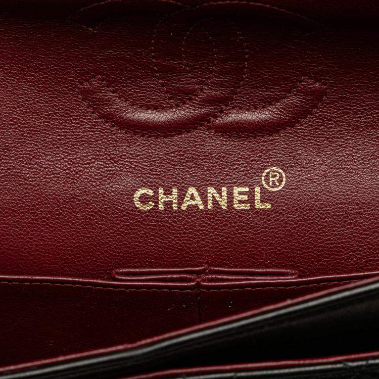 Pre Owned Chanel Black Small Classic Lambskin Double Flap