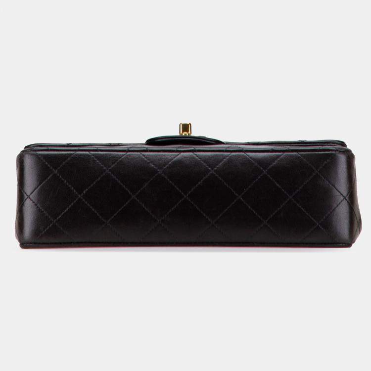 Pre Owned Chanel Black Small Classic Lambskin Double Flap