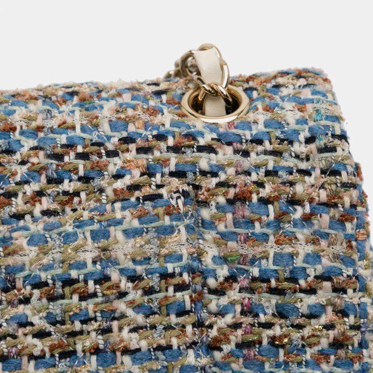 Pre Owned Chanel Multicolor Medium Classic Multicolor Tweed Double Flap