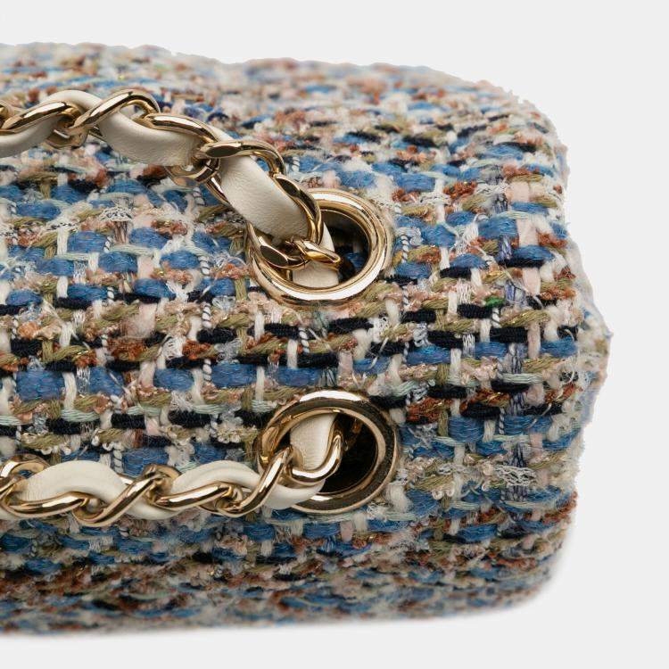 Pre Owned Chanel Multicolor Medium Classic Multicolor Tweed Double Flap