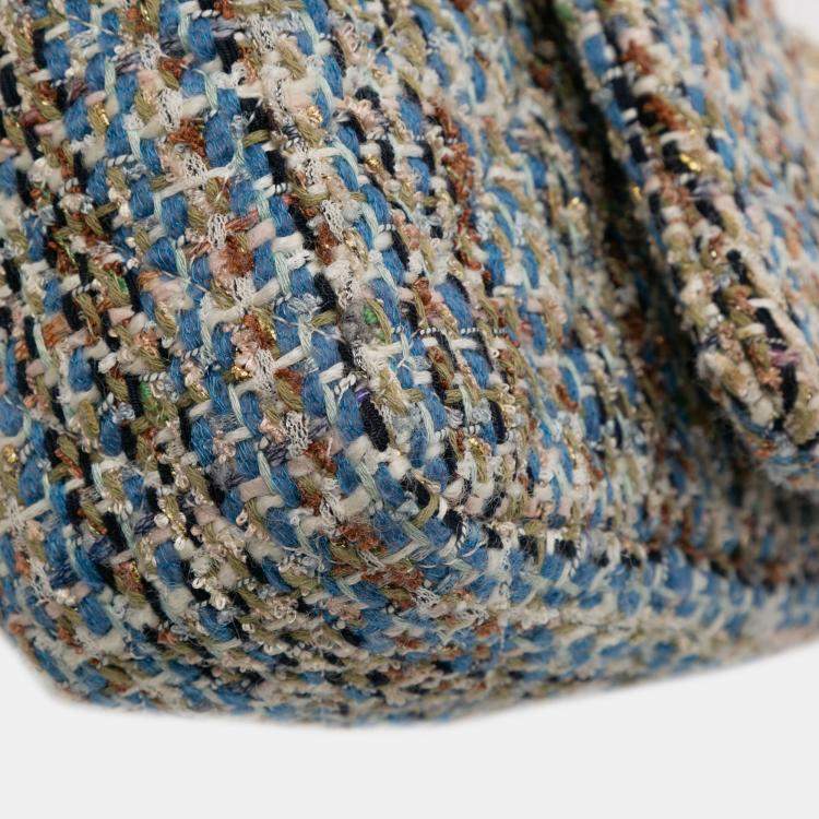 Pre Owned Chanel Multicolor Medium Classic Multicolor Tweed Double Flap