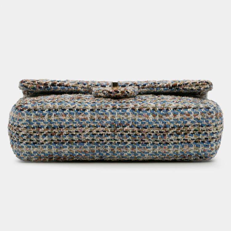 Pre Owned Chanel Multicolor Medium Classic Multicolor Tweed Double Flap