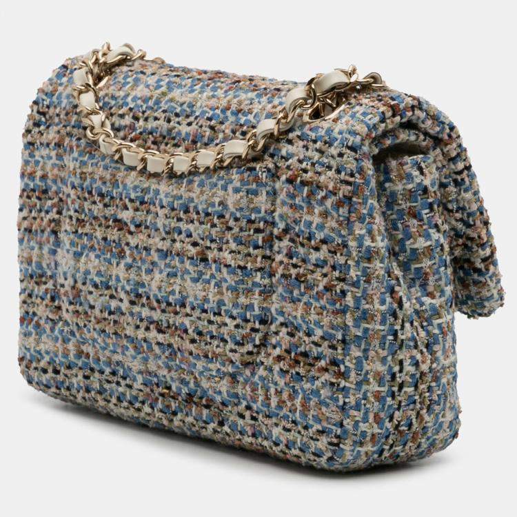 Pre Owned Chanel Multicolor Medium Classic Multicolor Tweed Double Flap